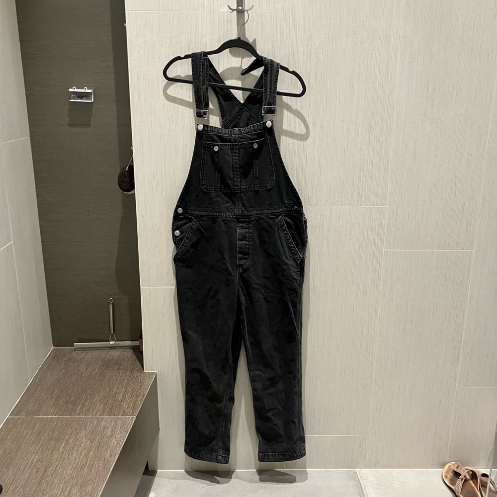 Free People Black Jean Overalls